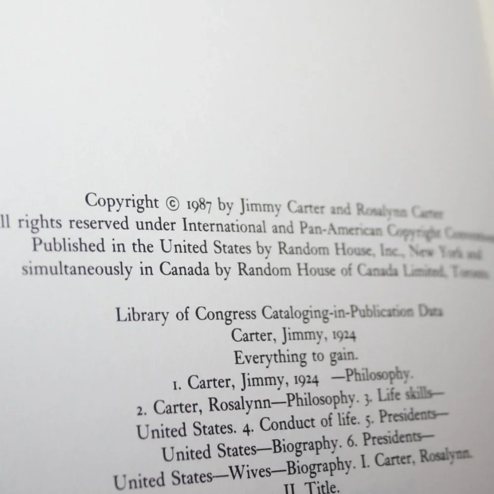 Jimmy and Rosalynn Carter Everything to Gain (1987 hardcover book) (bg)